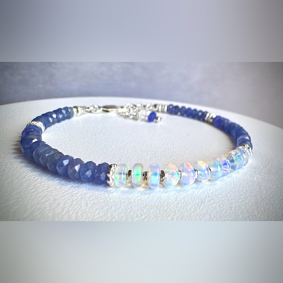 New  AAA Tanzanite & Ethiopian Welo Opal Bracelet — Sterling Silver - Picture 8 of 8